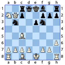 Chess Image 23: Queen's Knight moves to three houses from his line